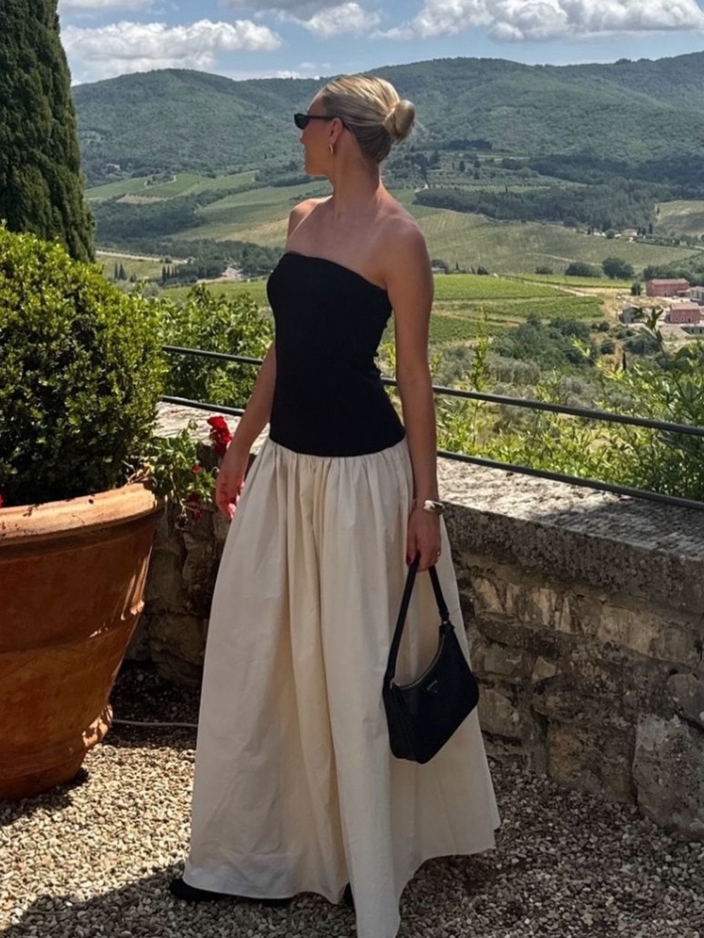 NA-KD colorblock maxi strapless dress